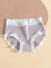 5pcs Ribbed Bow Tie Briefs Soft & Stretchy Intimates Panties