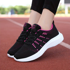 Women's Woven Lace-Up Running Shoes Breathable Sneakers