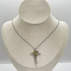 Sunflower Ladybug Decor Cross Pendant Necklace for Girls