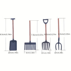Dollhouse Farm Simulation Shovel & Rake Set, Mini Garden Props