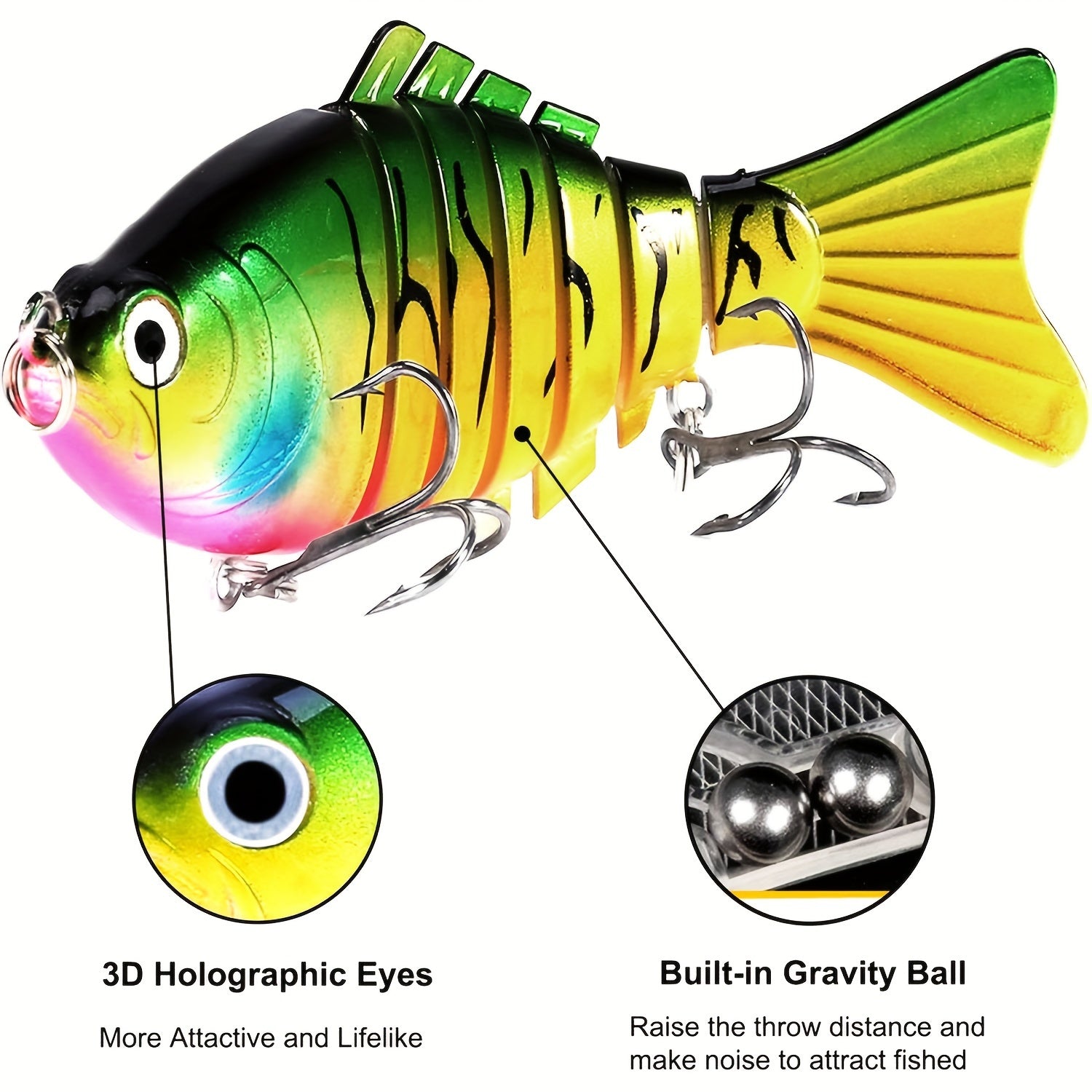 3pcs Fishing Lures Saltwater Swim Baits For Bass 3D Eyes Slow Sinking Hard Lure