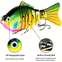 3pcs Fishing Lures Saltwater Swim Baits For Bass 3D Eyes Slow Sinking Hard Lure