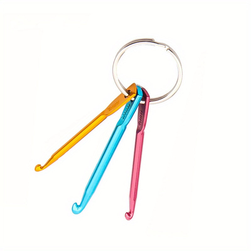 3pcs Crochet Single End Knitting Tools Key Ring Ergonomic Handle Hooks Needles