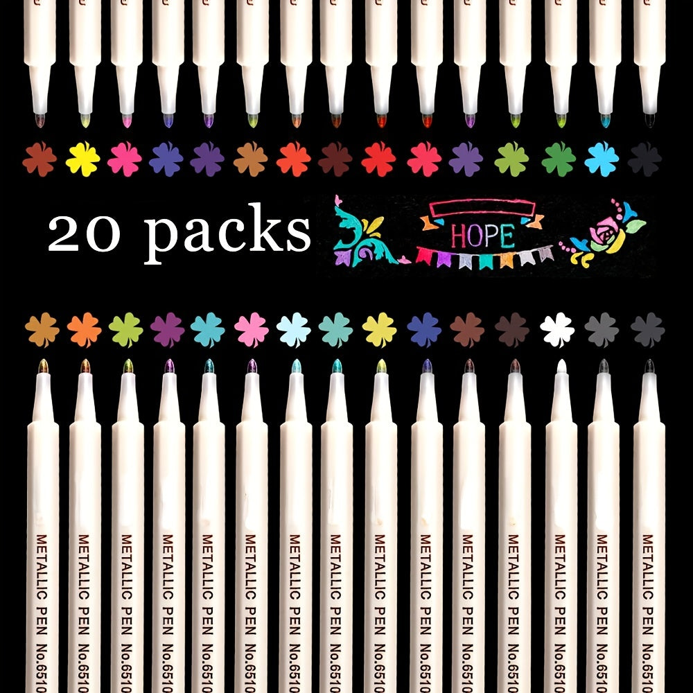 20 Metallic Marker Pens for DIY Craft Projects