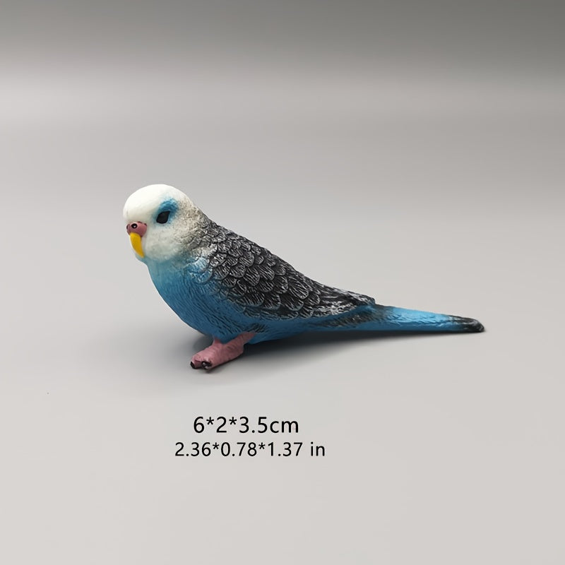 Mini Budgie Parrot Set Realistic PVC Bird Figurines Colorful Desk Ornaments