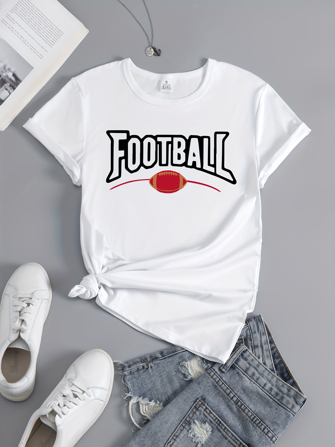 Women's Football Graphic Short Sleeve Sports Tee