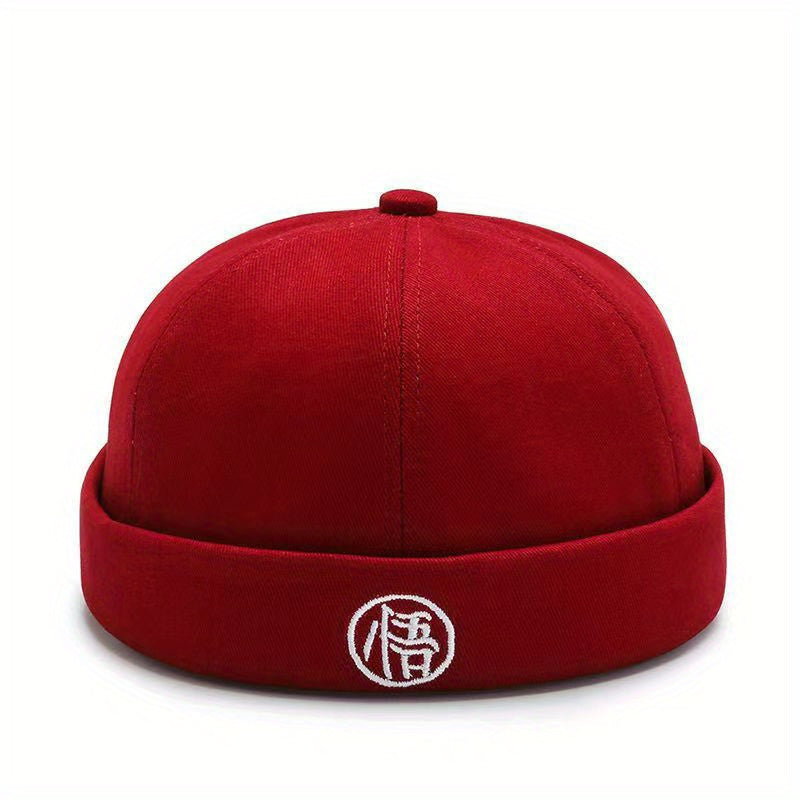 Character Embroidery Unisex Beanie Hip Hop Skull Hat Solid Docker Cap