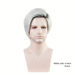 Short Metallic Grey Silver Ombre Wig for Men