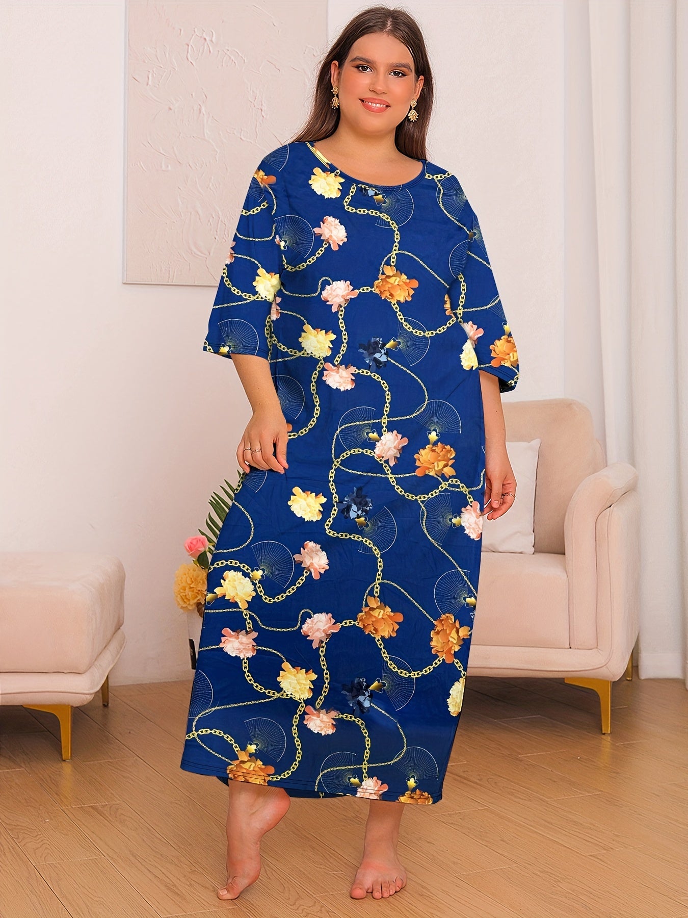 Floral & Chain Print Nightdress