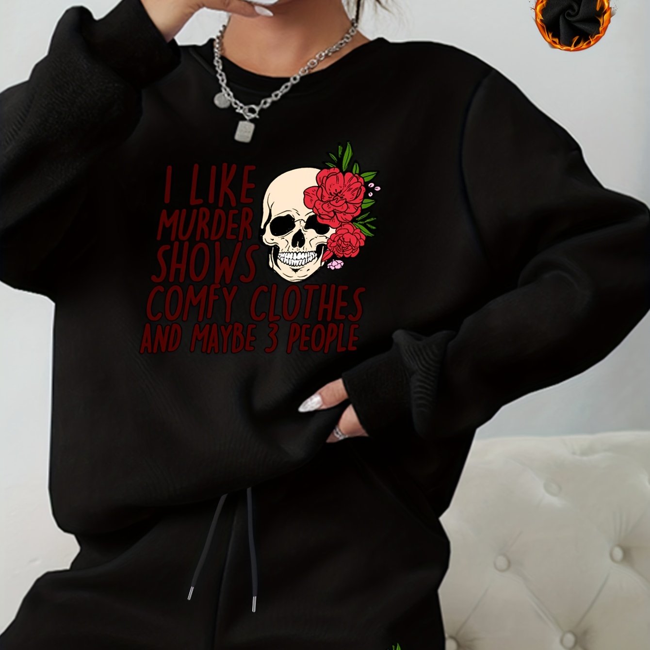 Halloween Graphic Print Sweatshirt & Shorts Set