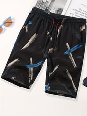 Men's All Over Letter Print Drawstring Shorts