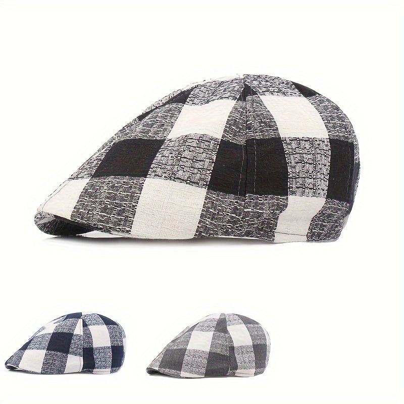 Plaid Newsboy Cap Beret Hat For Men