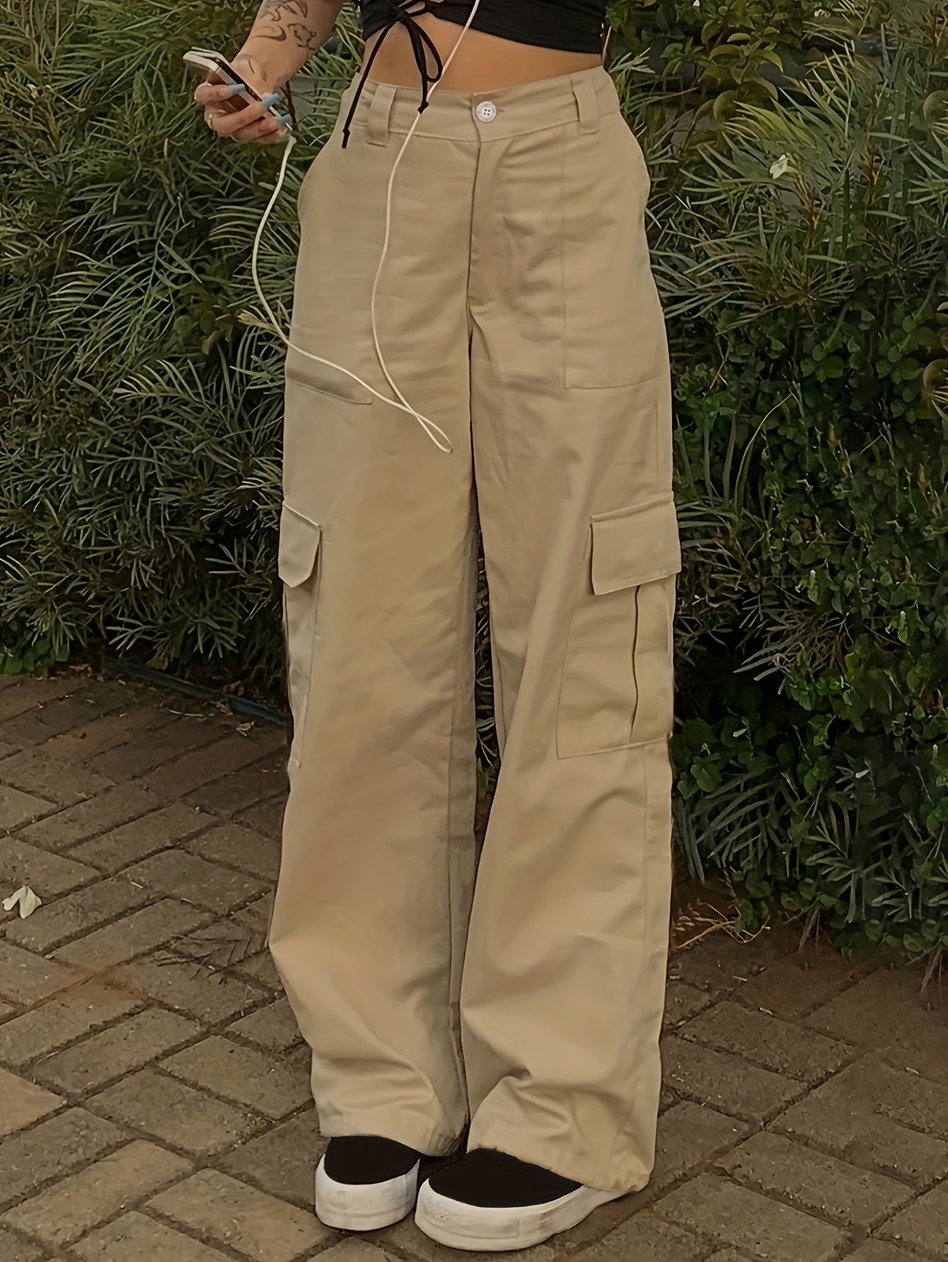 Y2K Women's Cargo Pants High Waist Straight Jeans Athleisure