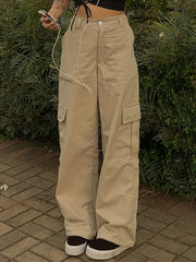 Y2K Women's Cargo Pants High Waist Straight Jeans Athleisure