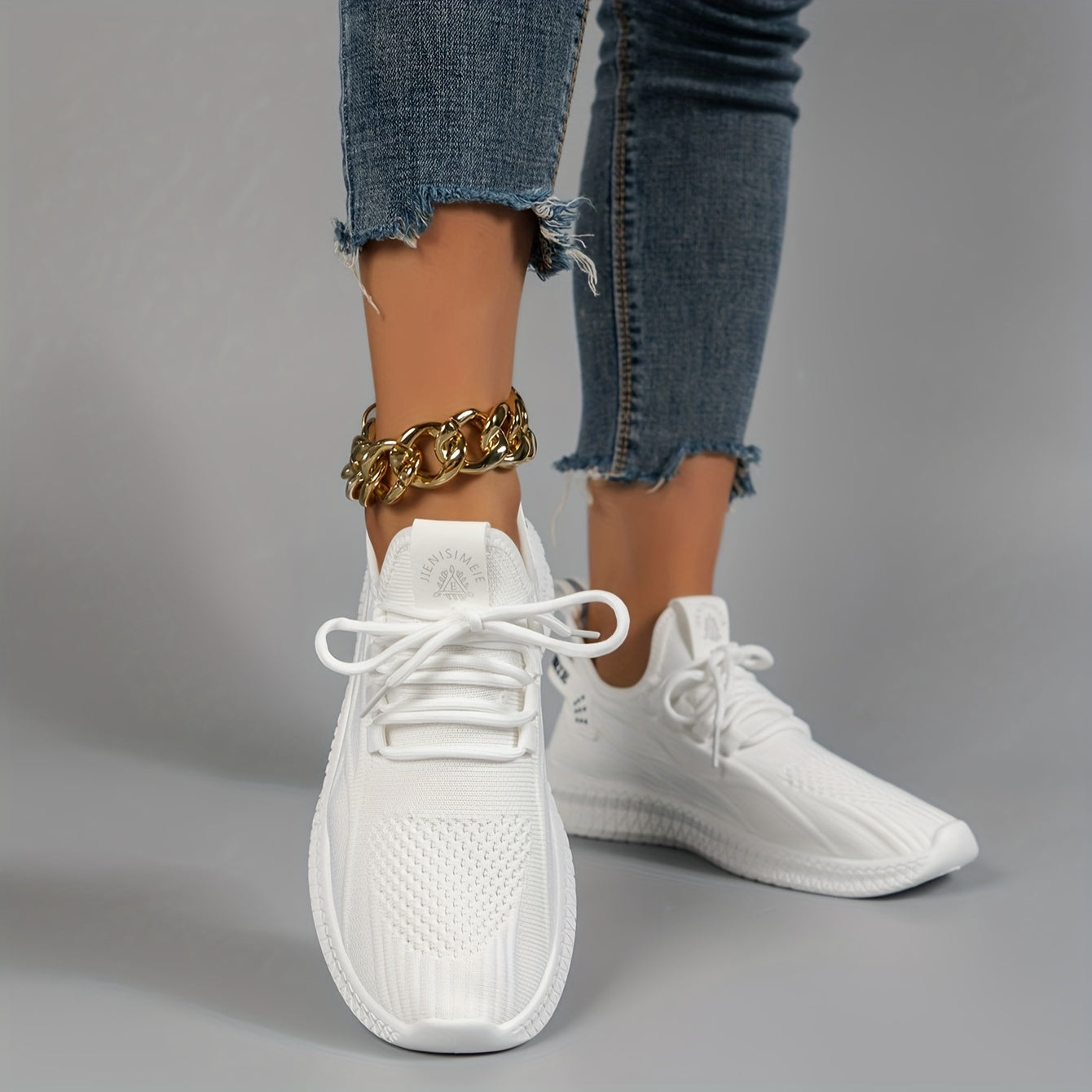 Women's Breathable Woven Sneakers Casual Lace Up Outdoor Shoes