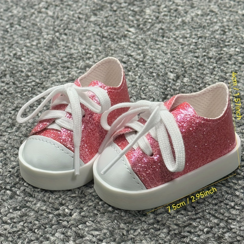 Fluorescent PU Leather Doll Shoes Low Top Sneakers for American Doll