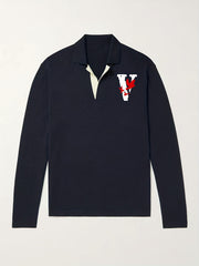 Men's Pigeon Pattern Knit Polo Shirt V Neck Pullover Sweater