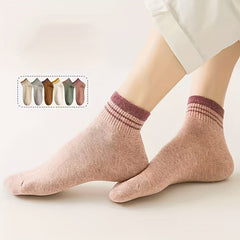 7 Pairs Striped Crew Socks Lightweight Short Socks Women's Stockings