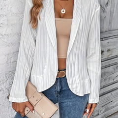 Ribbed Long Sleeve Shawl Collar Blazer