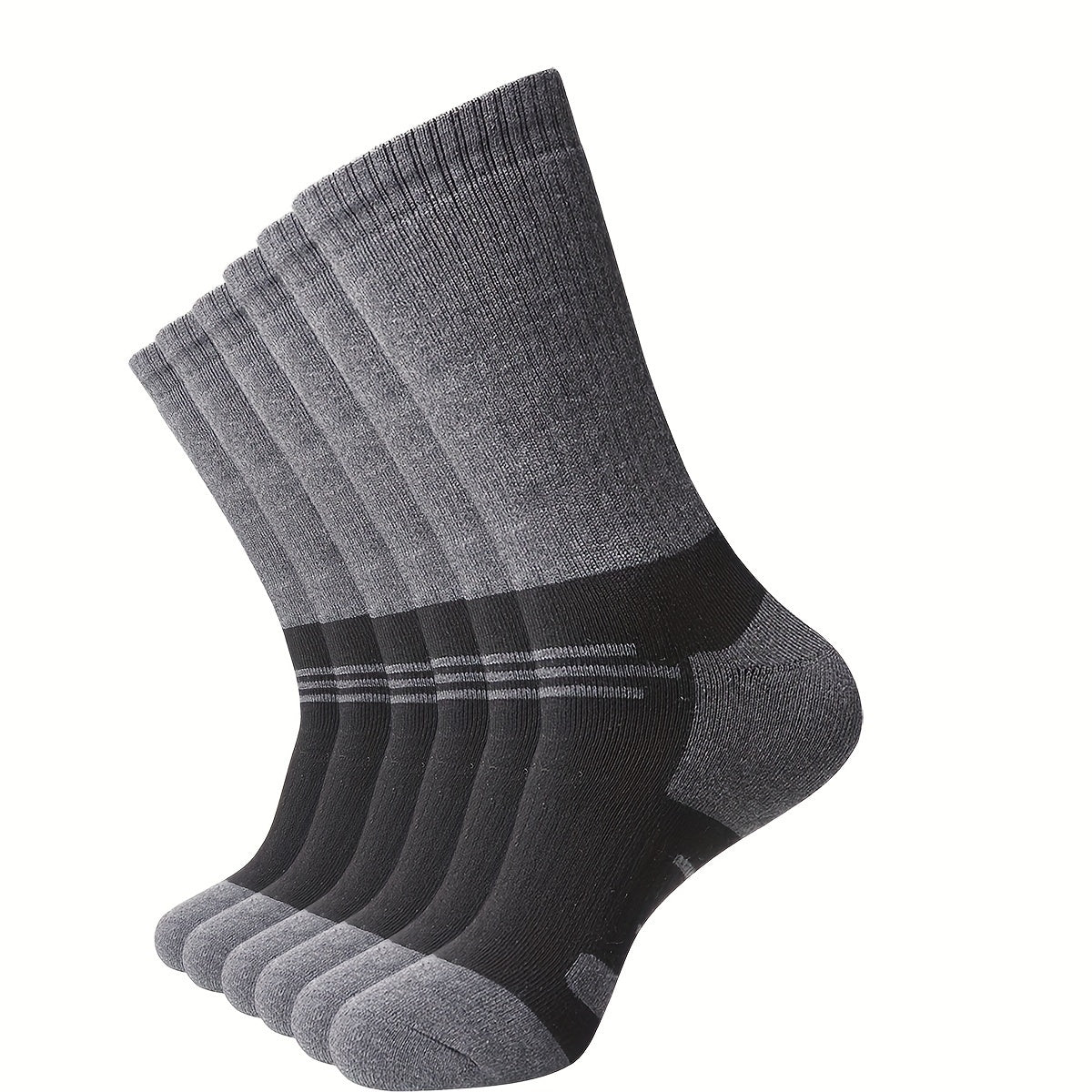 6 Pairs Men's Moisture Wicking Hiking Socks - Cushioned Crew Socks