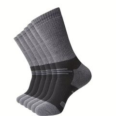 6 Pairs Men's Moisture Wicking Hiking Socks - Cushioned Crew Socks