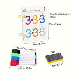 50pcs Children's Control Pen Training Cards Reusable Set Left Right Brain Toys