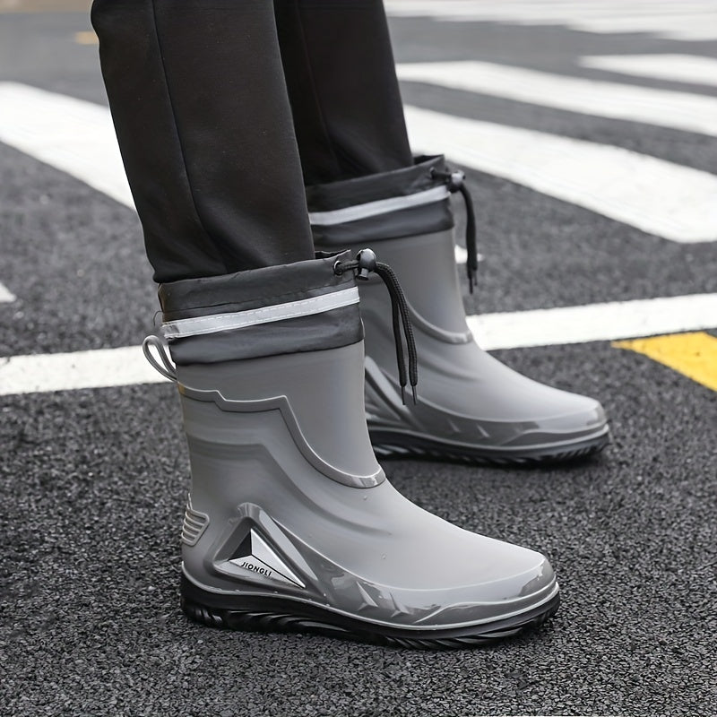 Men's PVC Rain Boots Slip On Waterproof Comfy Rain Shoes