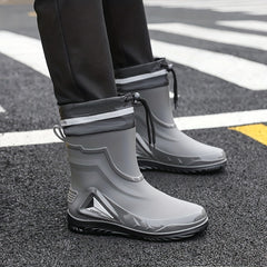 Men's PVC Rain Boots Slip On Waterproof Comfy Rain Shoes