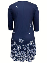 Floral Print Half Sleeve Casual Dress