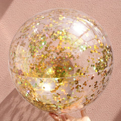PVC Inflatable Sequin Beach Ball Water Pool Toy Transparent Glitter