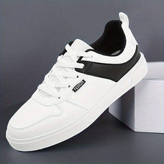 Men's PU Leather Skate Shoes Casual Comfy Lace Up Sneakers