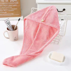Soft Coral Fleece Hair Drying Towel Cap Easy Absorbent