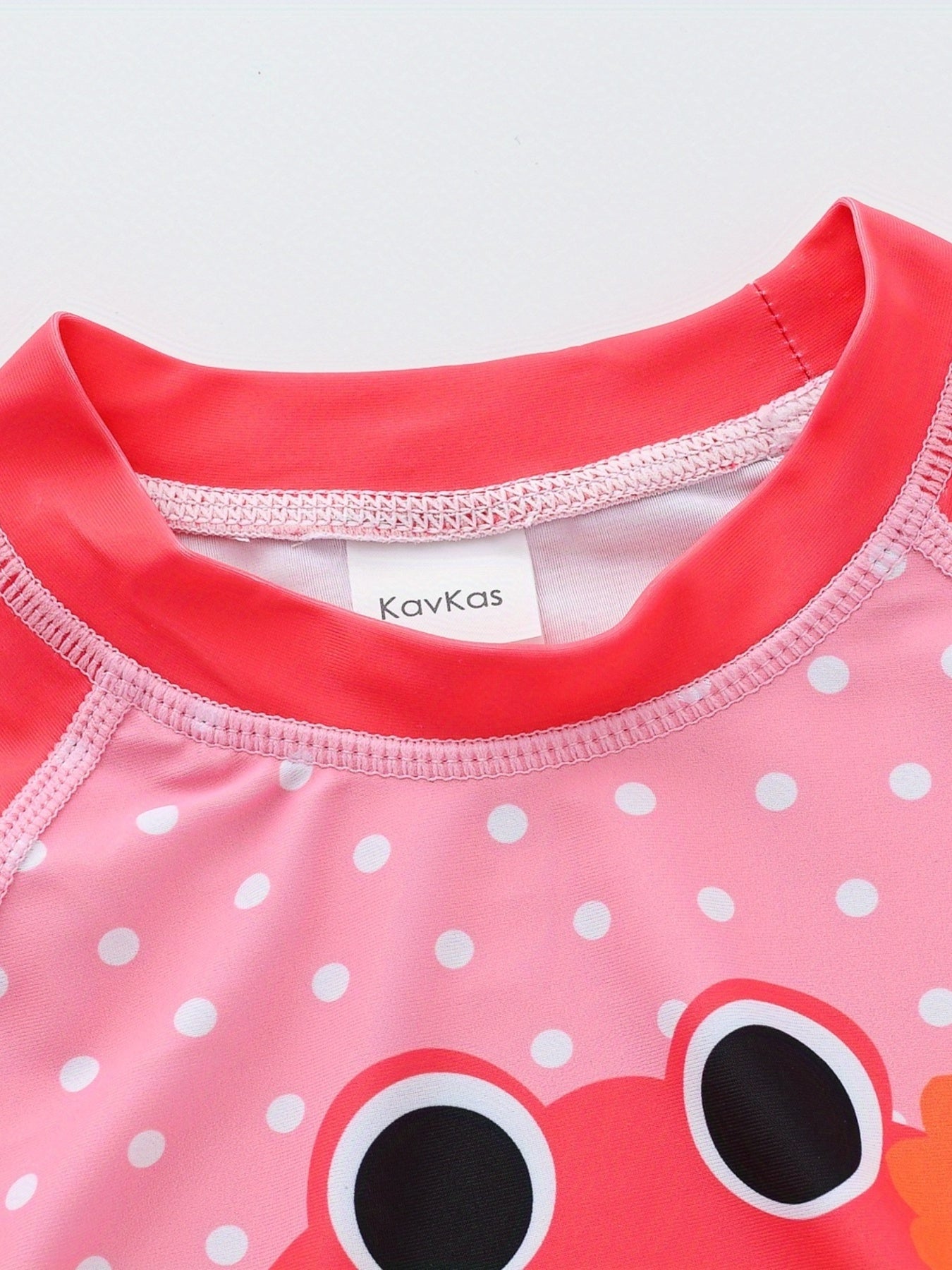2pcs Girls Crab Print Long Sleeve Swimsuit for Beach and Pool Fun