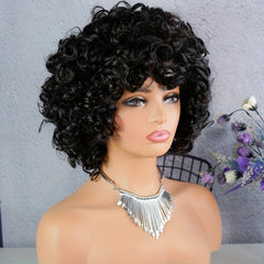 4 Cm Glueless Virgin Brazilian Bob Short Egg Curls Bouncy Curly Human Hair Wigs