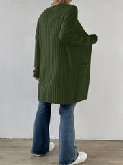 Open Front Ribbed Knit Cardigan