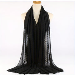 Fur Ball Chiffon Long Scarf Sun Protection Shawl Turban Head Scarf