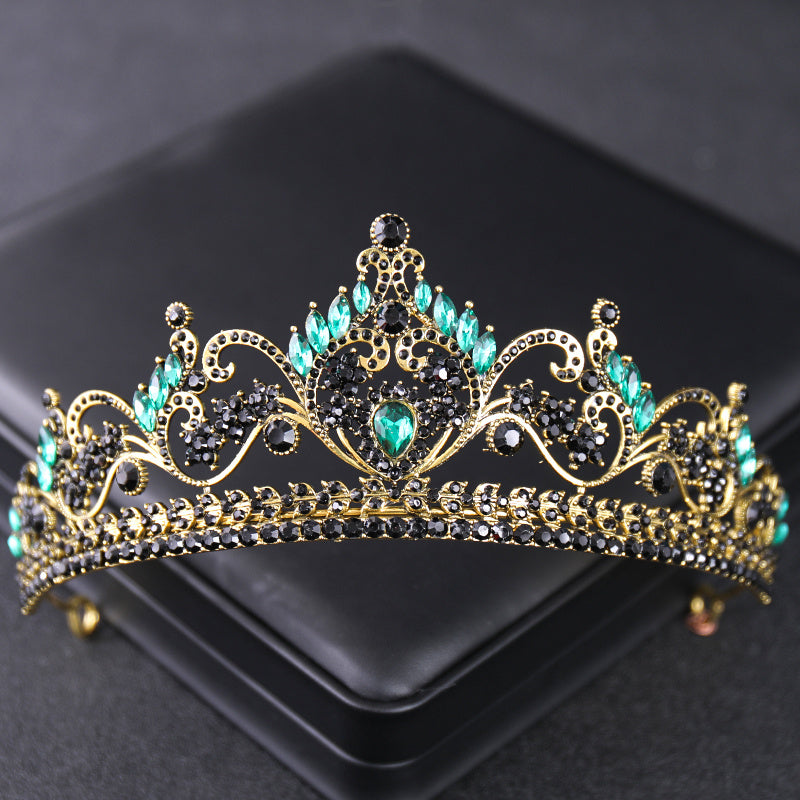 Vintage Golden Floral Bridal Crown Tiara Rhinestone