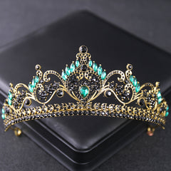 Vintage Golden Floral Bridal Crown Tiara Rhinestone