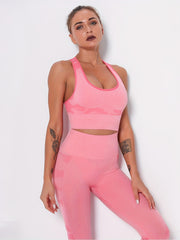 Camouflage Pattern Seamless Sport Bra High Impact Yoga Crop Top