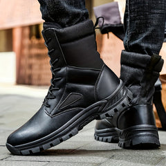 Men's Solid High Top Tactical Work Boots Non Slip Durable Boots