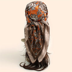 Classic Paisley Print Square Scarf Silk Bandana Vintage Satin Shawl