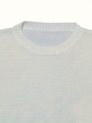 Casual Sweater Women's Plus Solid Long Sleeve Round Neck Pullover
