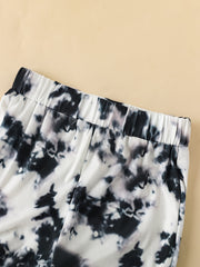2pcs Toddler Girls Tie Dye Leopard Graphic T Shirts & Shorts Set