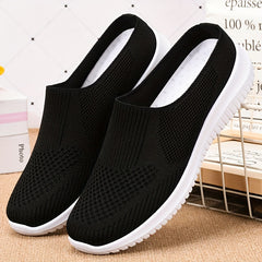 Women's Breathable Woven Mule Sneakers Slip On Outdoor Shoes