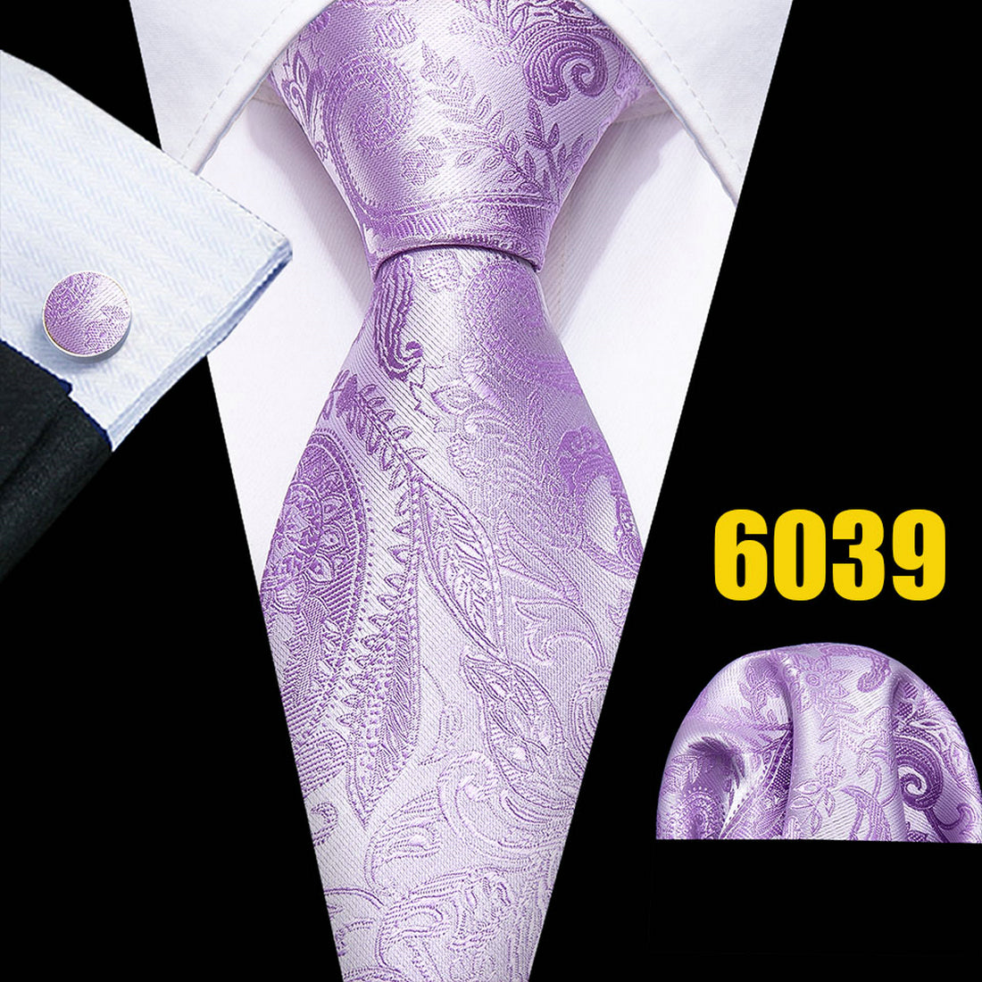 Barry Wang Men's Purple Paisley Floral Necktie Set