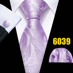 Barry Wang Men's Purple Paisley Floral Necktie Set