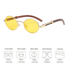 Retro Round Oval Sunglasses Men Wooden Shades