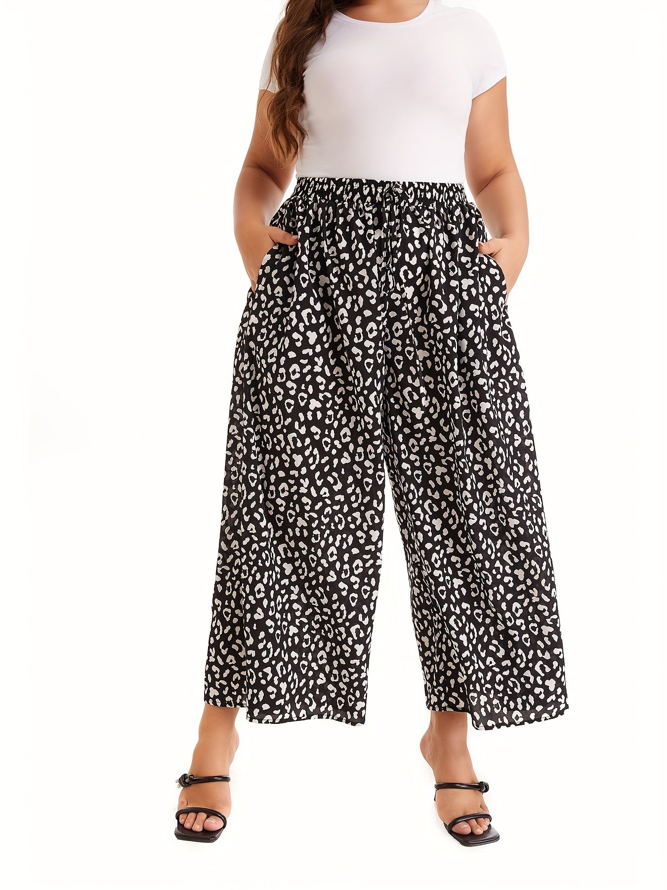 Dalmatian Print Wide Leg Pants