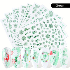 9pcs Christmas Nail Art Stickers Snowflake Elk Christmas Tree Nails