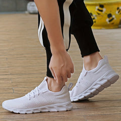 Men's Solid Knit Breathable Running Shoes Non Slip Soft Sole Sneakers